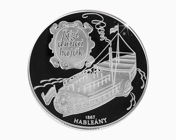 Vintage silver coin / 1995 Hungary Old Danube Ship / Hableány /  1000 Forint / Silver Proof coin (1)