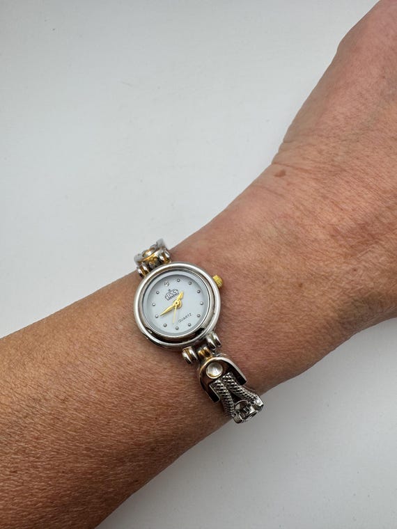Vintage Ladies Two Tone Quartz Bracelet Watch, Silver Gold Tone, Small Wrist, Elegant Dress Watch (x30)