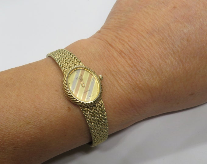 Vintage Rotary Gold plated dress watch 6.8" wrist size / gold Quartz watch /  Swiss Watch /  Womans Watch /  Gift for her (g14)