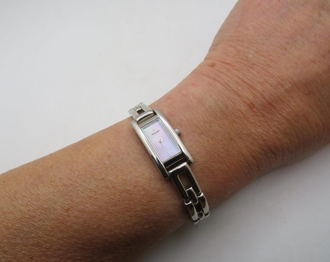 Vintage Accurist Pearl Dial Dress Watch: Rectangular Face, Japan Movement, J16
