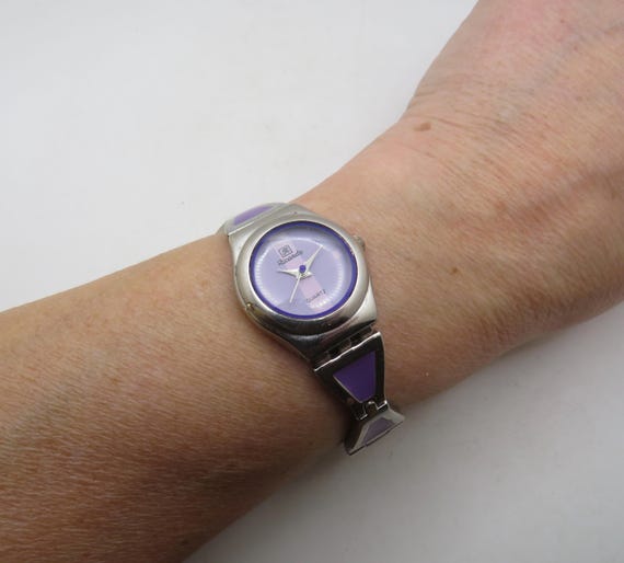 Vintage Ladies Watch, Purple Face Quartz, dress Style (J18)
