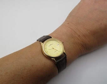 vintage gold watch / 6.8" wrist size / vintage womans  90s watch / yonger & bresson watch / vintage Watch / watch ladies  watch (e15)