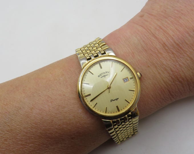 Vintage Rotary watch / Prestige Cheltenham Gold Electroplated / Swiss watch /  wrist size  7.5" 19cms / vintage sport  / gift for him e13