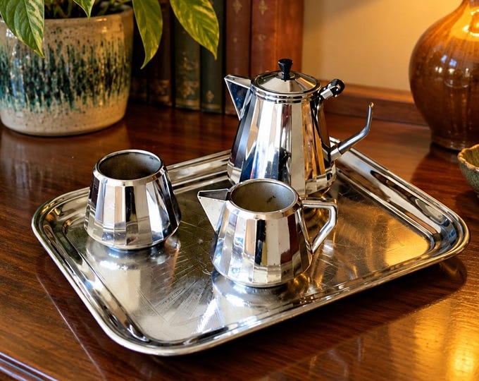 Vintage kitchen / Swan /  Doric Ware  / 1950s tea and coffee set / retro tea pot / vintage coffee / vintage tea