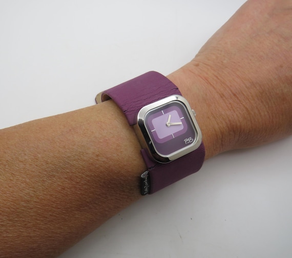 Vintage Betty Barclay Purple Cuff Watch: 90s Ladies Quartz Watch (x32)