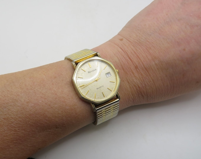 Vintage Bulova watch / Gold plated dress watch / gold Quartz watch / gents Gold Plated Rotary Dress Watch /  Watch /  Gift for him  N30