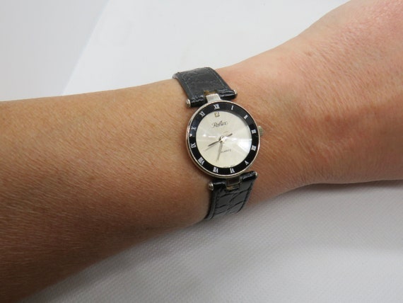 Vintage watch / hirsch crocograin strap / Reflex Quartz watch / Dress Watch /  womans Watch /  Gift for her