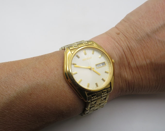 seiko watches /  sports watch / gold watch / gents Gold Plated  Dress Watch / Gift for him (k21)