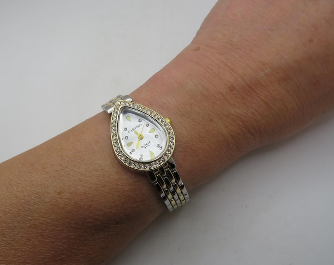 Two-Tone Snake Bracelet Watch: Gold Plated Ladies Quartz Watch (BB2)