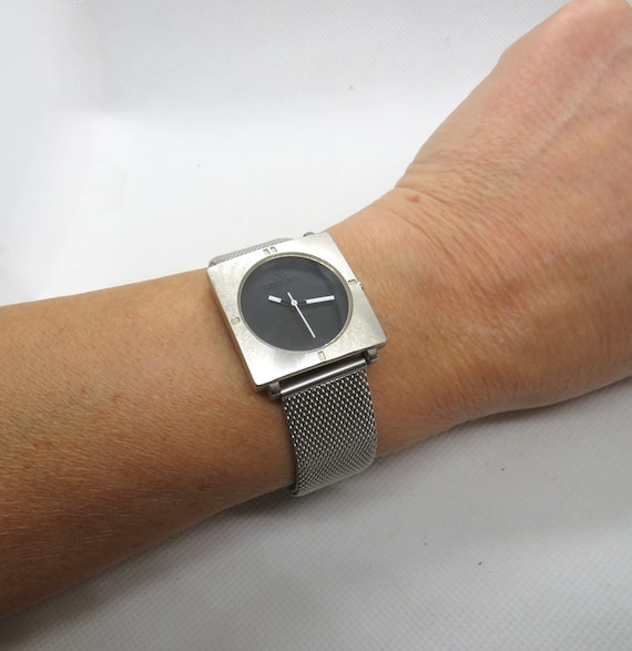 Vintage Dugena Tank Dial Watch, Stainless Steel Mesh Band (e14)