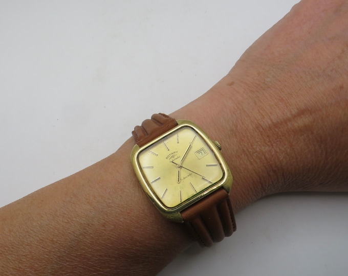 Square watch / vintage automatic watch watch / Swiss movement / Rotary / Winding watch / gents watch gift for him  q3
