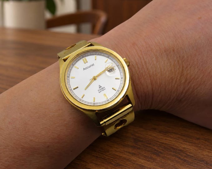 Vintage Gold Accurist Watch: 90s Dress Watch, 7.7" Wrist S16