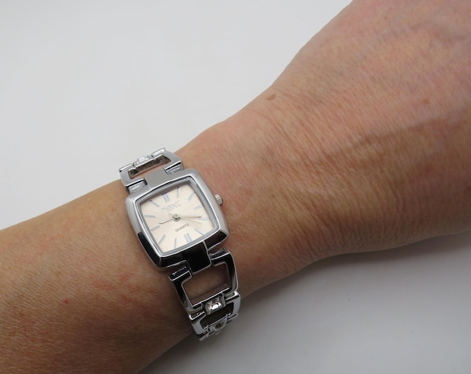 Vintage square watch / Rectangle watch / Next  Dress Watch / Large 7.5" wrist size  Watch /  Gift for her (e19)