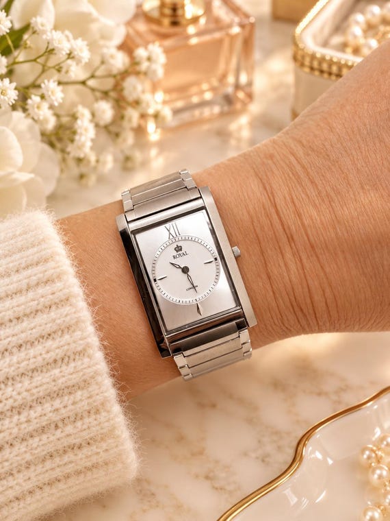 Vintage Royal London / womans watch square Watch /  Gift for her / 6.8" wrist size (T27)
