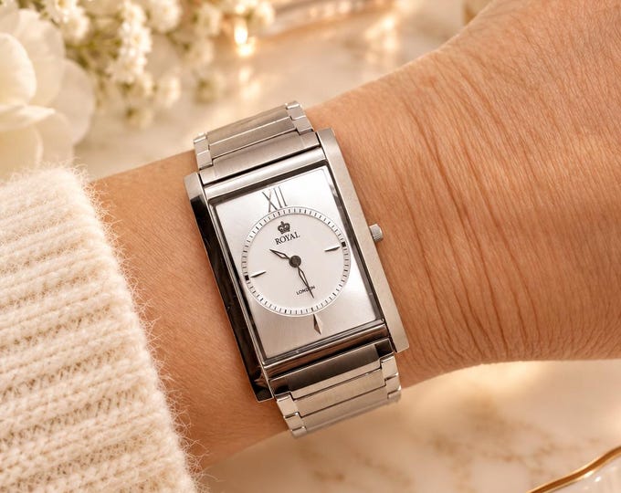 Vintage Royal London / womans watch square Watch /  Gift for her / 6.8" wrist size (T27)