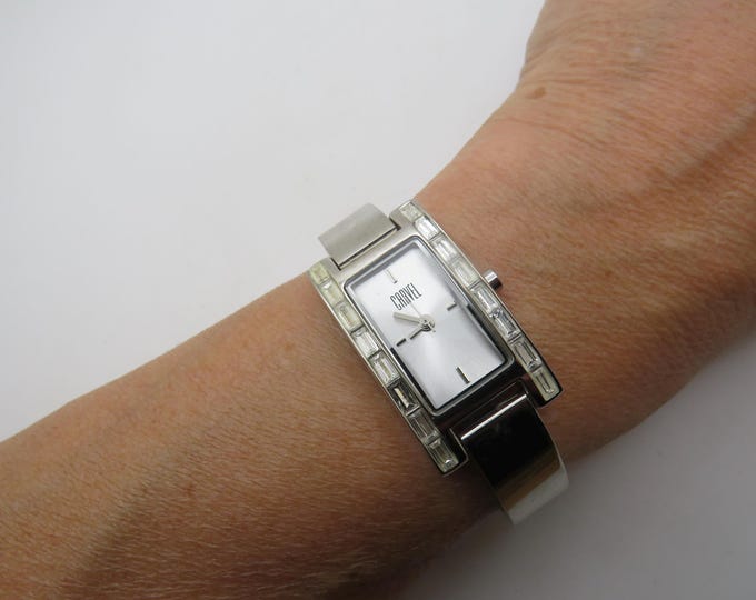 vintage rectangle watch / Carvel diamond watch / classic ladies Watch / beautiful vintage bracelet / quartz watch (Y17)