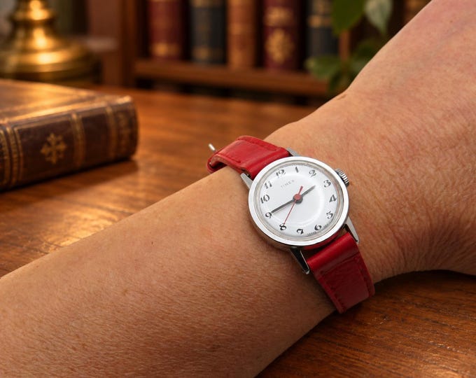 Timex Mercury Mechanical Watch, Red Leather Strap F14