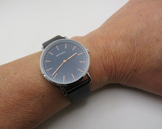 Blue dial Watch /  sports watch /  Quartz watch / gents Dress Watch /  fashion Watch / Gift for him (s8)