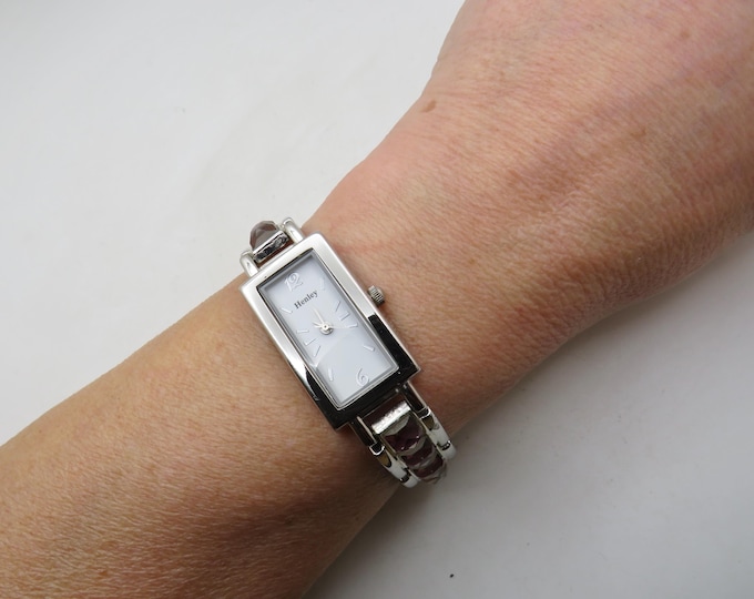 Vintage Purple dress watch / rectangle dial Quartz watch / Ladies Dress Watch /  Watch / Gift for her  (u25)