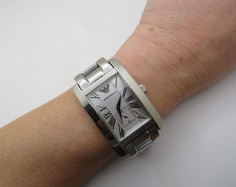 Emporio Armani Rectangle Armbanduhr: Vintage Herren Armbanduhr, 00er Jahre Stil p17