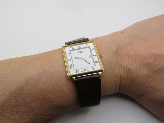 Vintage rectangle watch / Rotary tank Watch / 7.8" wrist max  / gold watch / quartz watch / retro watch / watch  / vintage mens watch R17