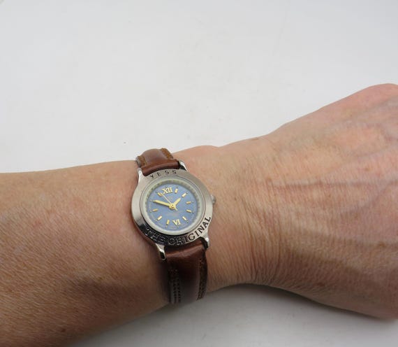 Vintage watch, Yess  original 80s, Brown Leather Strap (q11)