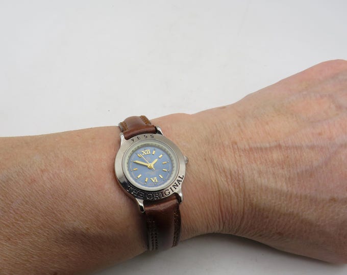 Vintage watch, Yess  original 80s, Brown Leather Strap (q11)