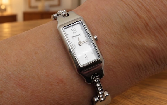 DKNY, Vintage DKNY Dress Watch with Crystals, 6.2" Wrist (w29)
