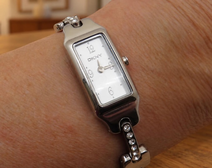 Vintage DKNY Dress Watch with Crystals, 6.2" Wrist (w29)