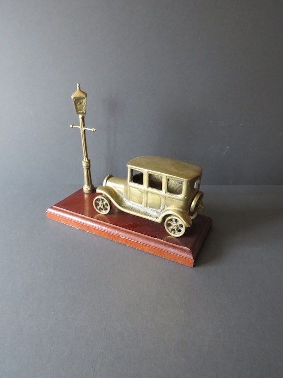 vintage Brass car / On Stand Solid And Heavy /  / figurine || vintage solid brass || very heavy/  KITSCH