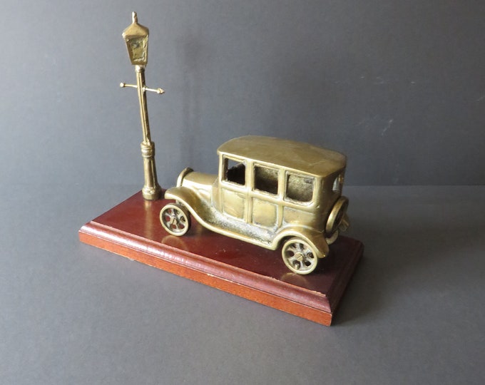vintage Brass car / On Stand Solid And Heavy /  / figurine || vintage solid brass || very heavy/  KITSCH