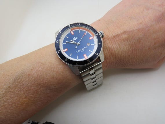 Lacoste Quartz Divers Watch, Blue Dial Sports Watch / 8" wrist (aa11)