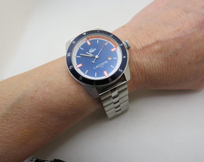 Lacoste Quartz Divers Watch, Blue Dial Sports Watch / 8" wrist (aa11)