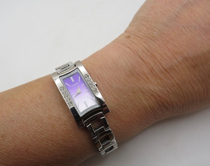 Vintage Purple dress watch / rectangle  dial Quartz watch / Ladies Dress Watch /  Watch / Gift for her  (Q25)