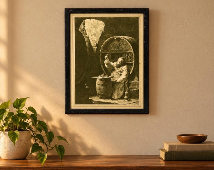 Vintage old print Eduard Grutzer Print quality winery Jakob Gerhardt Nierstein / wine gift