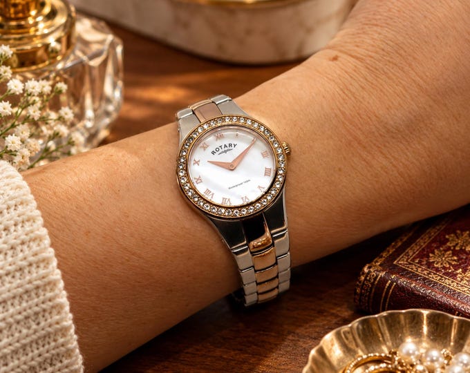 Vintage Rotary dress watch / two tone Quartz watch /  Gold Dress Watch /  Womans Watch /  Gift for her (A21)