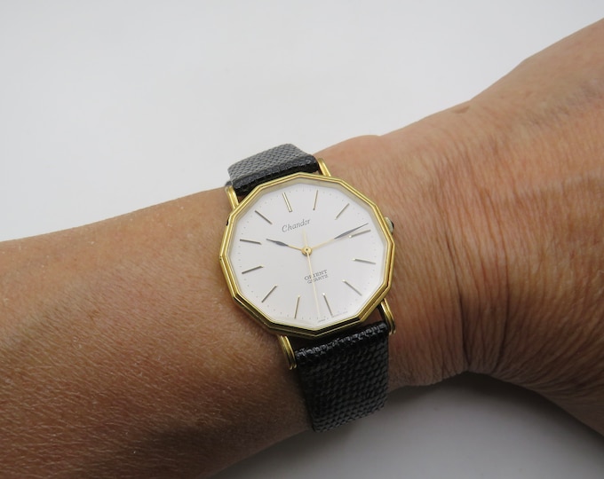 Vintage gold watch / orient chandor watch / gold Quartz watch / gents Gold  Dress Watch / Gift for him (t18)