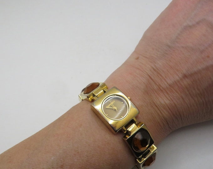 Vintage watch / square watch / wrist size 6.8" / Quartz watch / orange watch /  womens Watch /  Gift for her (f35)