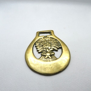 vintage Brass lucky horse  / Vintage horse shoe medallions  Horse Brass wheat horse brass