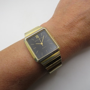 montre rectangle vintage / tank Watch 8" poignet max / montre en or / montre à quartz / montre rétro / montre homme / montre homme