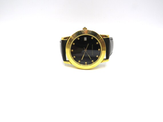 Vintage dress date gold watch / quartz watch / di… - image 1