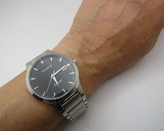 vintage diamond watch / sports watch  / gift for him / black dial Watch / vintage Watch / vintage / G17