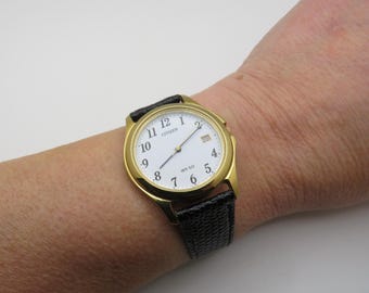 Vintage watch / Citizen watch / white dial Gold  dress watch / gold Quartz watch / gents Gold Plated  Dress Watch / Gift for him (v20)