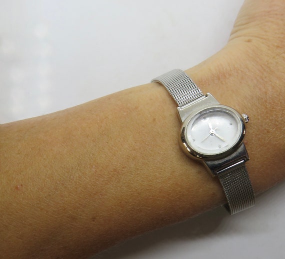 Vintage Stainless Steel Ladies Watch, Mesh Bracelet