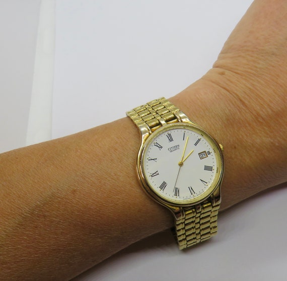 Vintage citizen gold plated watch / quartz watch / retro watch / gents watch uk  / vintage mens / watch (B24)