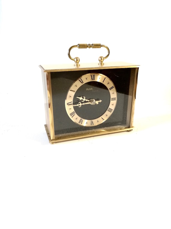 vintage clock / Avia Mantle clock   / carriage  clock / Avia Clock / retro clock  / vintage  Germany  /  Working clock /