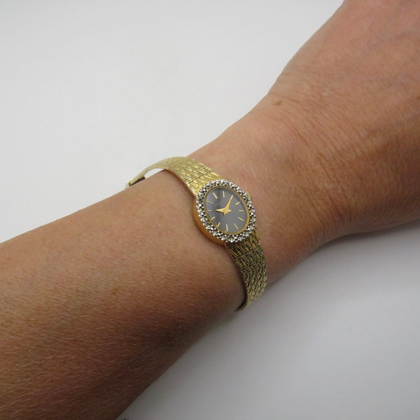 Vintage cocktail watch / diamond Quartz watch Caravelle by Bulova diamond watch /  womens Watch /  Gift for her (f15)