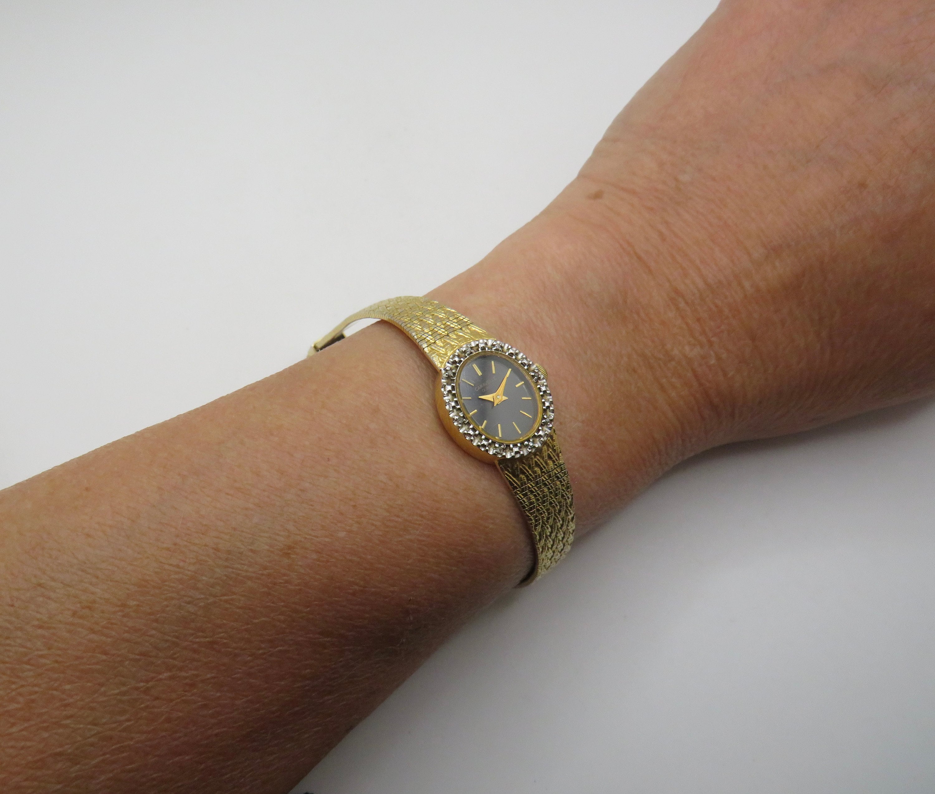 Bulova 18k gold watch diamond cheap quartz