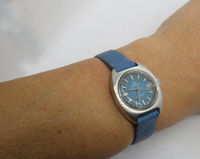 Vintage mechanical ladies Watch Automatic /  ladies blue Watch / vintage Gift for her