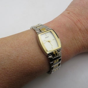 Vintage square watch / gold two tone Quartz watch / 6.5" and 7.4" wrist watch /  Womens Watch / watch / Swiss  / watch / gift (h28)